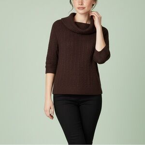 Le Château Brown Ribbed Cowl Neck Sweater – Size S/P